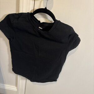 A black TNA fitted cropped baby tee, Size S, for Women